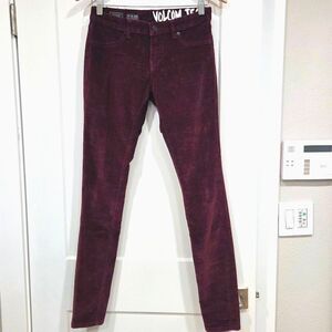 Volcom Liberator Corduroy Leggings Women's Burgandy Stretch 26" Waist Size 3